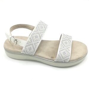 VJH Womens Sandals Flats White Studded Comfort Ankle Strap Slingback Diamond 41